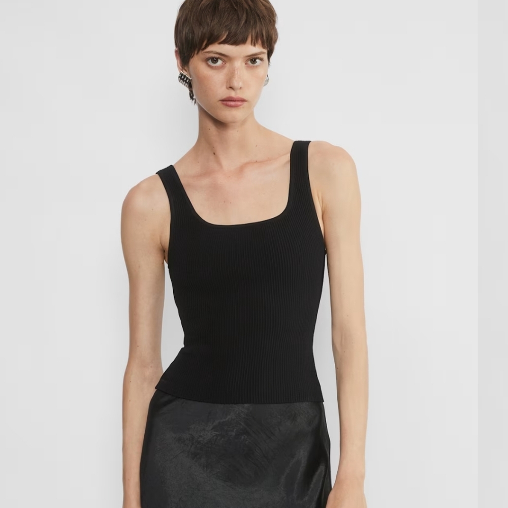 Aritzia Black Ribbed Scoop-Neck Tank